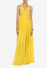 Dolce & Gabbana Sleeveless Silk Chiffon Maxi Dress F6ALPT FU1AT A0417 Yellow