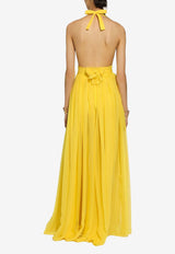 Dolce & Gabbana Sleeveless Silk Chiffon Maxi Dress F6ALPT FU1AT A0417 Yellow