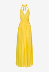 Dolce & Gabbana Sleeveless Silk Chiffon Maxi Dress F6ALPT FU1AT A0417 Yellow