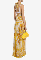 Dolce & Gabbana Majolica Print Silk Chiffon Maxi Dress F6ALPT HI1BX HG3TN Yellow