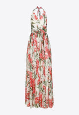 Dolce & Gabbana Carnation Print Halterneck Maxi Dress Multicolor F6ALPT IS1P0 HA3VL