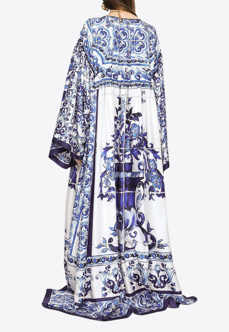 Dolce & Gabbana Majolica Print Maxi Kaftan Dress Blue F6ALQT HI1BM HA3TN