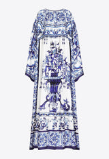 Dolce & Gabbana Majolica Print Maxi Kaftan Dress Blue F6ALQT HI1BM HA3TN