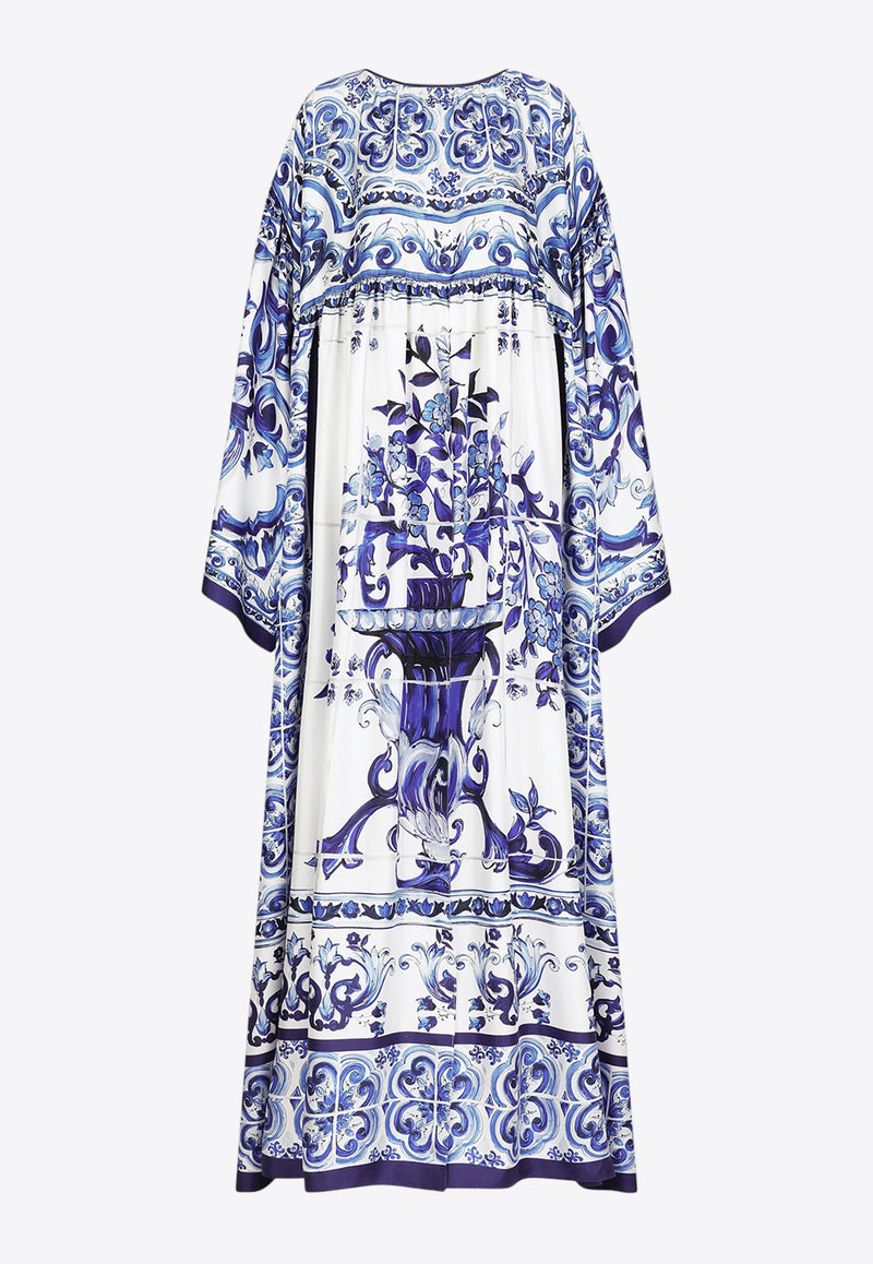 Dolce & Gabbana Majolica Print Maxi Kaftan Dress Blue F6ALQT HI1BM HA3TN