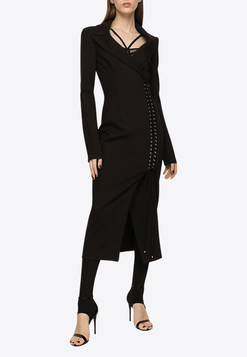 Dolce & Gabbana Jersey Midi Coat Dress Black F6AOVT FUUBD N0000