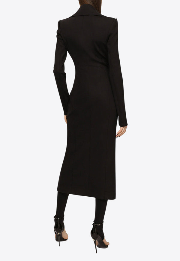 Dolce & Gabbana Jersey Midi Coat Dress Black F6AOVT FUUBD N0000