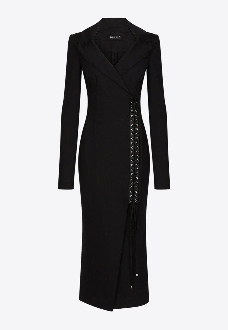 Dolce & Gabbana Jersey Midi Coat Dress Black F6AOVT FUUBD N0000