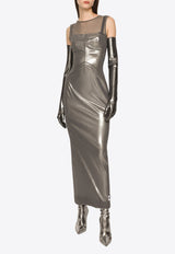 Dolce & Gabbana Foiled Maxi Dress Gray F6BEBT GDBNE S9000