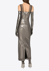Dolce & Gabbana Foiled Maxi Dress Gray F6BEBT GDBNE S9000