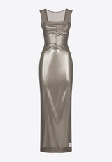 Dolce & Gabbana Foiled Maxi Dress Gray F6BEBT GDBNE S9000