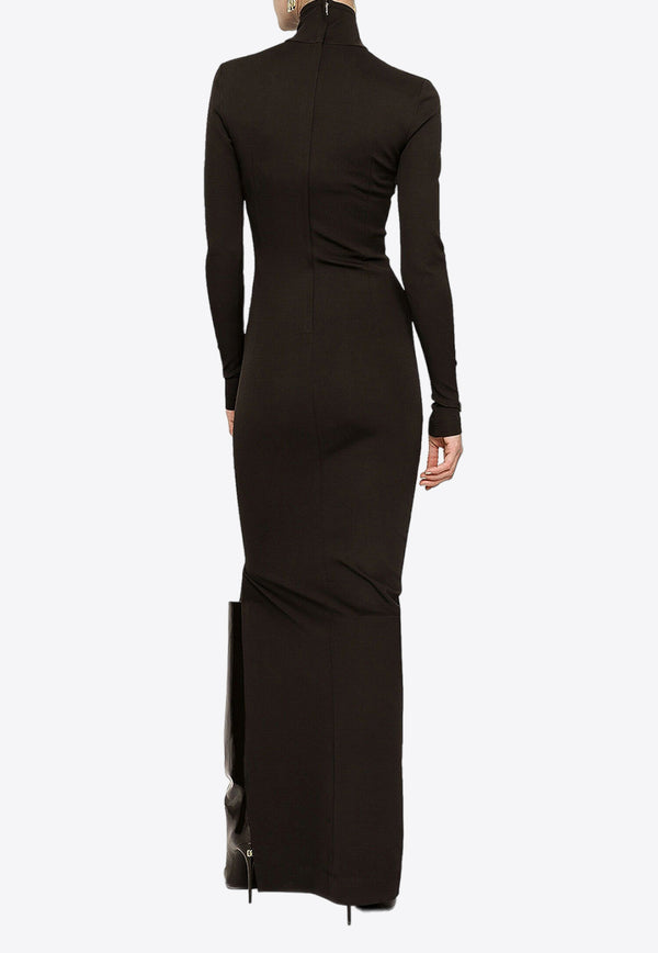 Dolce & Gabbana High-Neck Maxi Dress Black F6CLHT FUGRC M1512
