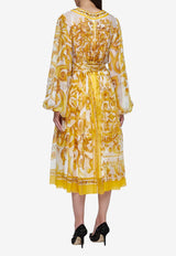 Dolce & Gabbana Majolica Print Chiffon Midi Dress F6CNUT HI1MF HG3TN Yellow