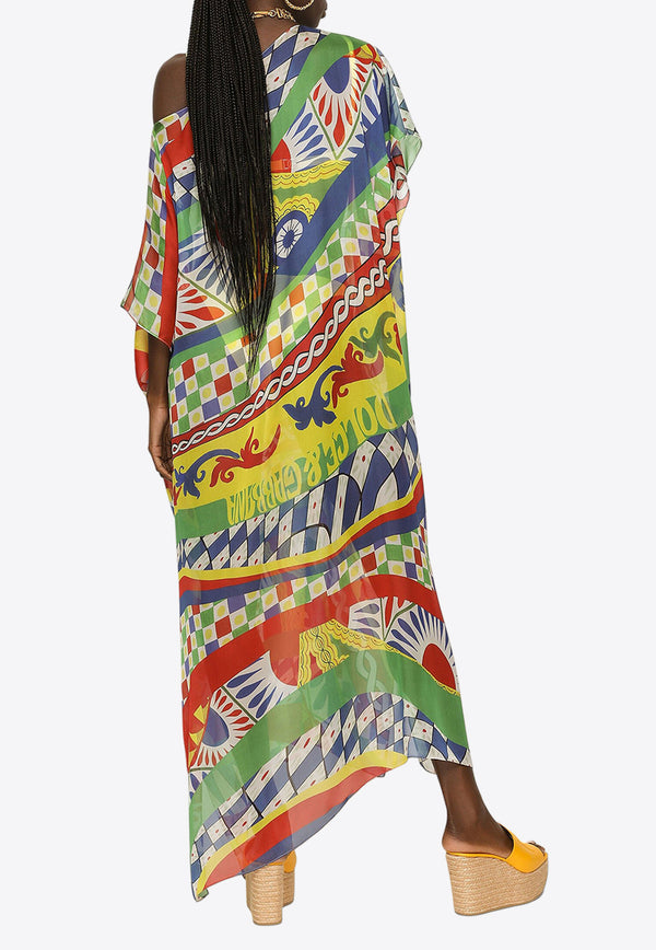 Dolce & Gabbana Carretto Print Maxi Kaftan Dress Multicolor F6COYT HI1NN HH4KW