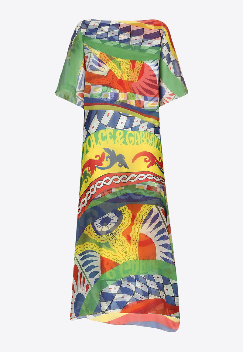 Dolce & Gabbana Carretto Print Maxi Kaftan Dress Multicolor F6COYT HI1NN HH4KW