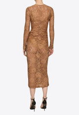 Dolce & Gabbana Sleeved Midi Dress Brown F6DBAT FLUBV M3041