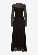 Dolce & Gabbana Rhinestone-Embellished Maxi Dress F6DEZT FLSIT N0000 Black