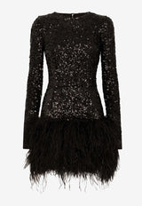 Dresses Feather-Trimmed Sequined Mini Dress F6DKST FLUBX N0000