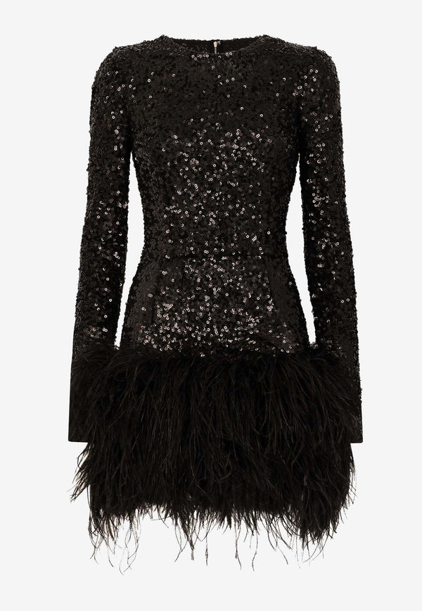 Dresses Feather-Trimmed Sequined Mini Dress F6DKST FLUBX N0000