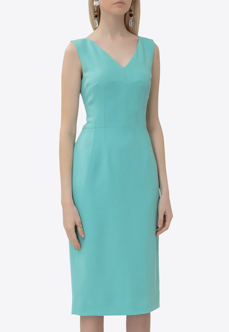 Dolce & Gabbana V-neck Midi Dress Blue F6E5BT FURDV V0234