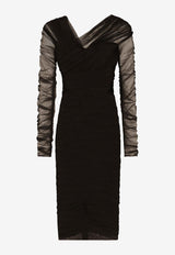 Dolce & Gabbana Draped Tulle Midi Dress F6G8QT FLEAA N0000