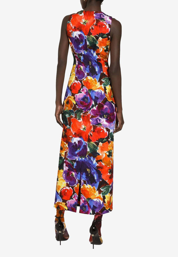 Dolce & Gabbana Sleeveless Abstract Flower-Print Midi Dress F6GART FSTBJ HM4YE