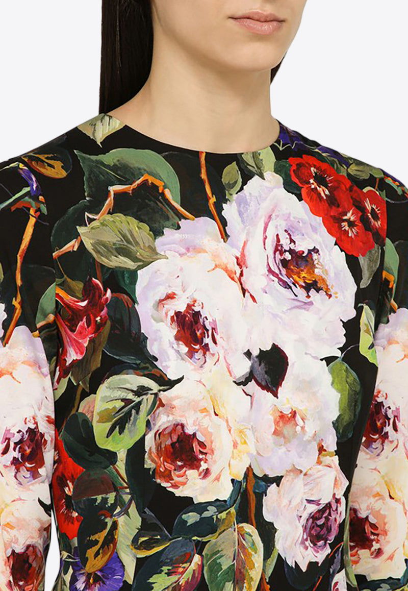 Dolce & Gabbana Rose Garden-Print Midi Dress F6GAVTFSA56/O_DOLCE-HN4YA