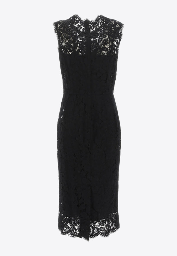 Dolce & Gabbana Sleeveless Lace Midi Dress Black F6H0ZT_FLRE1_N0000