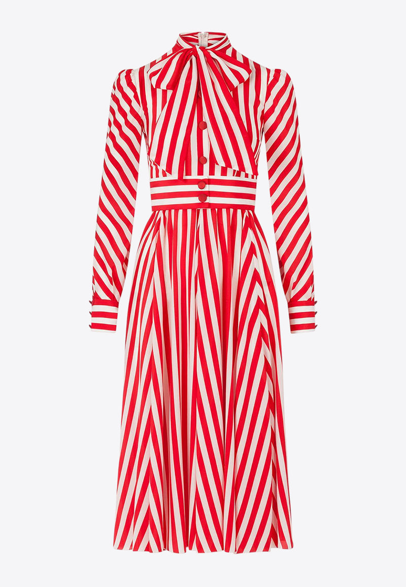 Dolce & Gabbana Striped Midi Dress Red F6H2FT IS1AM HANHS