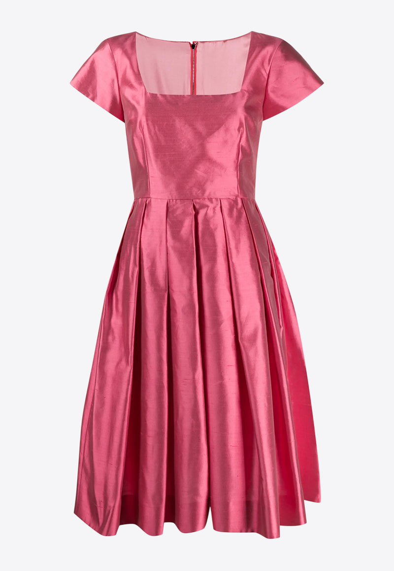Dolce & Gabbana Pleated Satin Flared Dress Pink F6I1FT FU1L5 F0890