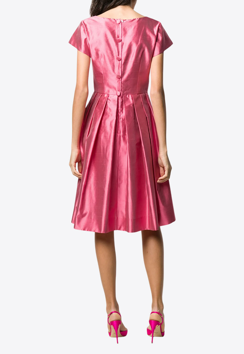 Dolce & Gabbana Pleated Satin Flared Dress Pink F6I1FT FU1L5 F0890