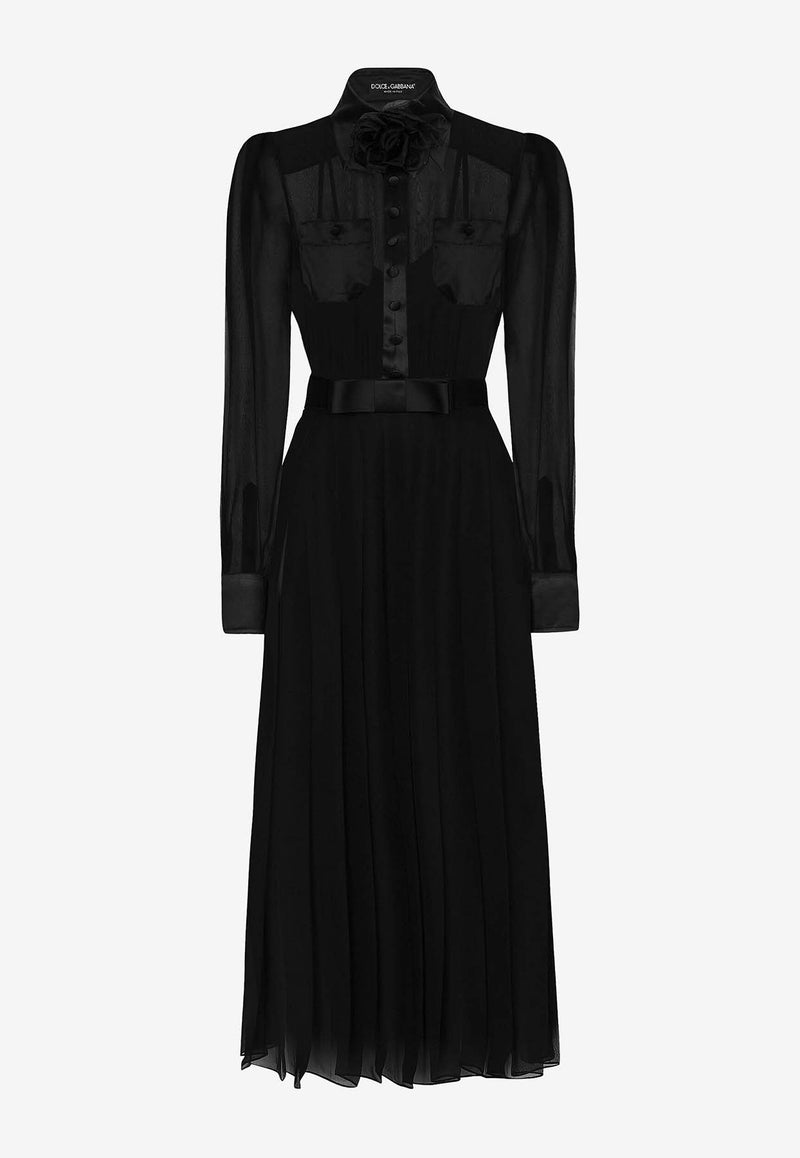 Chiffon Midi Shirt Dress THAHAB KW Chiffon Midi Shirt Dress THAHAB KW