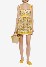 Dolce & Gabbana Majolica Print Mini Corset Dress F6JDAT FI5JJ H45DQ Yellow