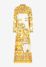 Dolce & Gabbana Majolica Print Maxi Shirt Dress F6JDET HH5EA HG3TN Yellow