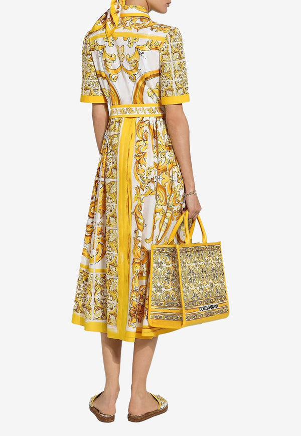 Dolce & Gabbana Majolica Print Midi Shirt Dress F6JFNT FI5JK HG5DQ Yellow