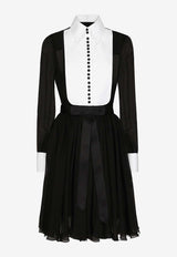 Dolce & Gabbana Chiffon Knee-Length Shirt Dress F6JGXT FU1AT N0000 Black