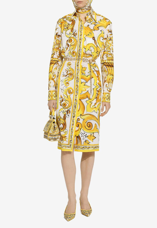 Dolce & Gabbana Majolica Print Midi Shirt Dress F6JHNT HH5EA HG3TN Yellow