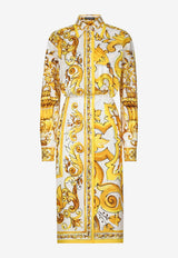 Dolce & Gabbana Majolica Print Midi Shirt Dress F6JHNT HH5EA HG3TN Yellow