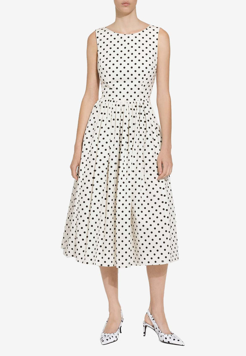 Dolce & Gabbana Polka Dot Print Midi Dress F6JHVT HS5R7 HWZQN White