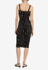 Dolce & Gabbana Polka Dot Print Draped Tulle Midi Dress F6JHXT FSRP7 HNZRW Black