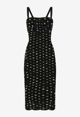 Dolce & Gabbana Polka Dot Print Draped Tulle Midi Dress F6JHXT FSRP7 HNZRW Black