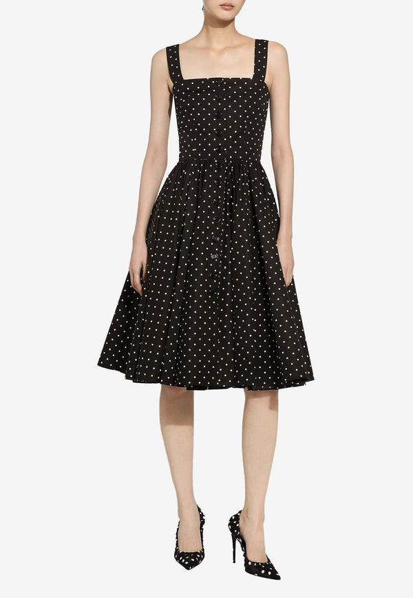 Dolce & Gabbana Polka Dot Print Midi Dress F6JJCT HS5R6 HNZPW Black