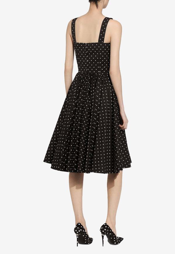 Dolce & Gabbana Polka Dot Print Midi Dress F6JJCT HS5R6 HNZPW Black