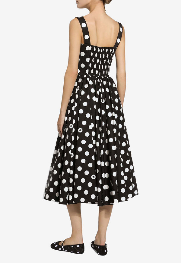 Dolce & Gabbana Polka Dot Print Midi Corset Dress F6JJDT HS5R9 HNZSW Black