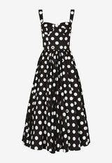 Dolce & Gabbana Polka Dot Print Midi Corset Dress F6JJDT HS5R9 HNZSW Black