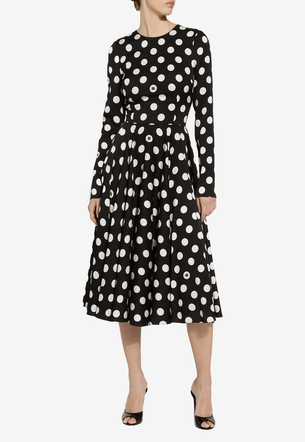 Dolce & Gabbana Polka Dot Print Midi Dress F6JJLT FSA64 HNZSW Black