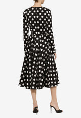 Dolce & Gabbana Polka Dot Print Midi Dress F6JJLT FSA64 HNZSW Black