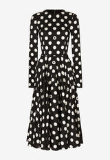 Dolce & Gabbana Polka Dot Print Midi Dress F6JJLT FSA64 HNZSW Black