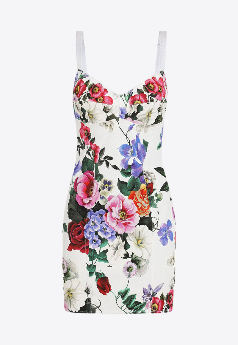Dolce & Gabbana Peony Print Mini Dress Multicolor F6JJXT FSRQK HA5KT