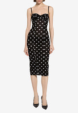 Dolce & Gabbana Polka Dot Print Corset Midi Dress F6JJYT FSUBH HNZRW Black