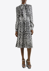 Dolce & Gabbana Leopard Print Satin Midi Dress Multicolor F6JQUT FS1GT HI13N